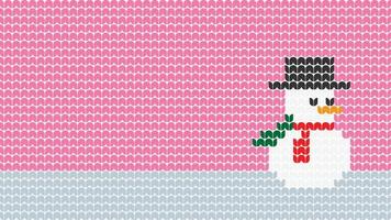 fronteira de boneco de neve padrão sem emenda de tricô em fundo rosa, fronteira de padrão étnico de lâmpada de tricô feliz natal e feliz inverno dias vetor cartaz