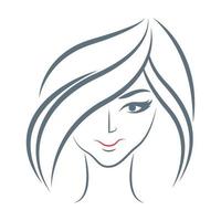 design de ícone de arte de linha de rosto de mulher vetor