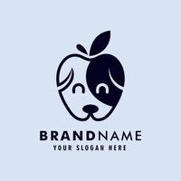 logotipo de cabeça de cachorro em forma de maçã vetor