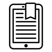 ícone do tablet ebook, estilo de estrutura de tópicos vetor