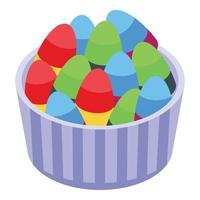 ícone de caixa cheia de doces de natal, estilo isométrico vetor