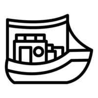 ícone de navio de pesca, estilo de estrutura de tópicos vetor