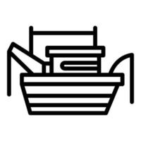 ícone de barco de pesca marinha, estilo de estrutura de tópicos vetor