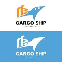 logotipo do navio de carga, vetor de navio de carga rápida, veleiro, design para empresa de fabricação de navios, navegação fluvial, veículos marítimos, transporte, logística