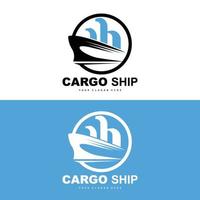 logotipo do navio de carga, vetor de navio de carga rápida, veleiro, design para empresa de fabricação de navios, navegação fluvial, veículos marítimos, transporte, logística