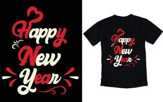 feliz ano novo camisetas de tipografia vetor
