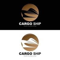 logotipo do navio de carga, vetor de navio de carga rápida, veleiro, design para empresa de fabricação de navios, navegação fluvial, veículos marítimos, transporte, logística