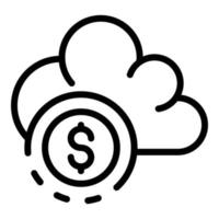 ícone de moeda de nuvem de dinheiro, estilo de estrutura de tópicos vetor