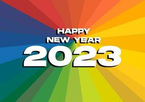 feliz ano novo 2023 com fundo de arco-íris. para pôster, mídia social, banner vetor