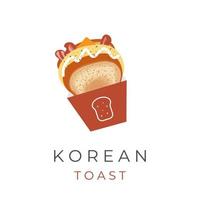 logotipo de ilustração de café da manhã de comida de rua de torrada coreana vetor