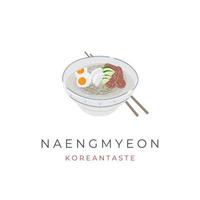 logotipo de ilustração vetorial de macarrão frio coreano naengmyeon vetor