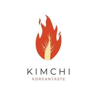 logotipo de ilustração de comida coreana de kimchi de fogo vetor