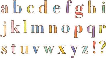 alfabetos de rabiscos coloridos vetores de aquarela