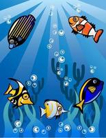 ilustração de grupo de peixes vetor