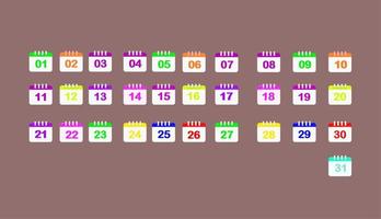 um conjunto de ícones básicos do calendário diário no conjunto de vetores