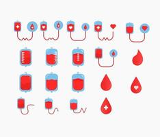 conjunto de ícones médicos planos de doar sangue vetor