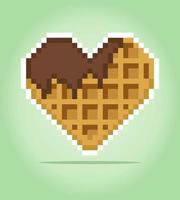 waffle de pixel de 8 bits. pixels de comida em ilustração vetorial para ativo de jogo ou padrão de ponto cruz. vetor