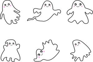 fantasma bonito feliz dia das bruxas no conjunto de ícones de vetor de fantasmas background.flying branco. ilustração vetorial