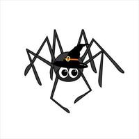 feliz Dia das Bruxas. aranha bonita em desenho animado de personagem animal de chapéu de bruxa isolado, perfeito para capa, livro, cartão de aniversário, cartão-presente, papel de embrulho, adesivo, camiseta, memorando, ilustração vetorial de decoração vetor