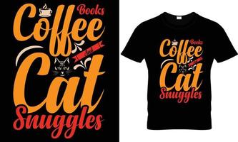 livros café e gato aconchega design de camiseta vetor