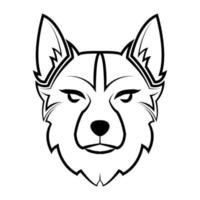 arte de linha preto e branco da cabeça de cachorro. bom uso para símbolo, mascote, ícone, avatar, tatuagem, design de camiseta, logotipo ou qualquer design vetor