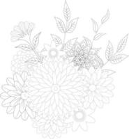 páginas para colorir florais e doodle vetor