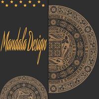 mandala real dourada luxuosa com estilo islâmico árabe, fundo preto vetor