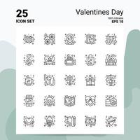 25 conjunto de ícones do dia dos namorados 100 eps editáveis 10 arquivos de conceito de logotipo de negócios idéias de design de ícone de linha vetor