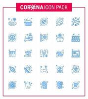 conjunto de ícones de prevenção de coronavírus 25 ícone azul, como vírus epidêmico, bactérias, doença, perigo, vírus viral, doença, 2019nov, vetor, elementos de design vetor