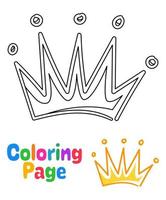 página para colorir com coroa para crianças vetor