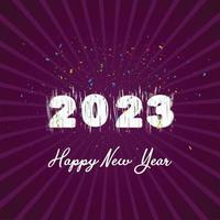 2023 celebração do feliz ano novo texto colorido efeito de dispersão design gráfico de cartaz.eps vetor