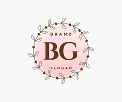 logo feminino inicial bg. utilizável para logotipos de natureza, salão, spa, cosméticos e beleza. elemento de modelo de design de logotipo de vetor plana.