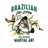 ilustração vetorial de arte marcial jiu-jitsu, perfeita para design de camiseta e design de logotipo de clube de treinamento de arte marcial vetor