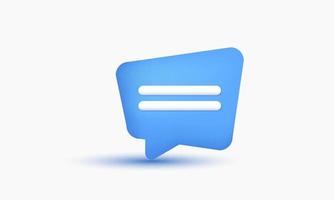 vetor de ícone de ilustração 3d realista azul bate-papo conversa mensageiro de diálogo online isolado no fundo