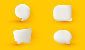 ícone de ilustração vetor conjunto 3d realista diálogo de conversa de bolha de fala amarela isolado no fundo