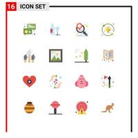conjunto de 16 sinais de símbolos de ícones de interface do usuário modernos para desejo, aspiração, amor, agricultura, folha, pacote editável de elementos de design de vetores criativos