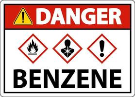 sinal de perigo benzeno ghs no fundo branco vetor