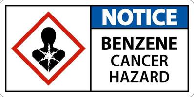 observe o sinal de ghs de perigo de câncer de benzeno no fundo branco vetor