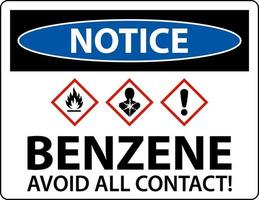 observe o benzeno evite todos os sinais de ghs de contato no fundo branco vetor