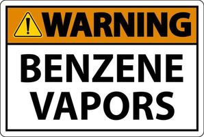 sinal de vapores de benzeno de advertência no fundo branco vetor