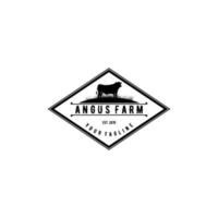 design de logotipo de vetor de distintivo de gado de fazenda angus