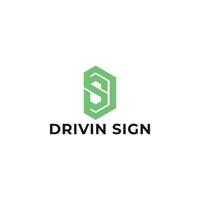 letra inicial abstrata ds ou logotipo sd na cor verde isolado em fundo branco aplicado ao logotipo do seguro automotivo também adequado para as marcas ou empresas com nome inicial sd ou ds. vetor