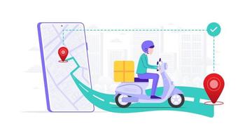 no caminho ilustração do conceito de entrega de homem. adequado para interface do usuário, ui, ux, web, mobile, banner e infográfico. vetor