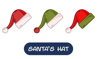 ilustração de chapéu de Papai Noel dos desenhos animados. conjunto de cores de variação. vetor eps 10