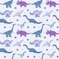 fundo de dinossauro. padrão perfeito com dinossauros, padrão de bebê. textura vetorial fofa para roupas de cama infantis, tecido, papel de parede, papel de embrulho, têxtil, estampa de camiseta. estilo cartoon, vetor. vetor