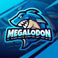 design de logotipo de mascote megalodon esport vetor