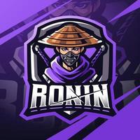 design do logotipo do mascote ronin esport vetor