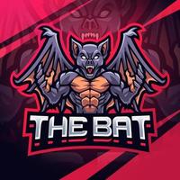 o design do logotipo do mascote esport do lutador de morcego vetor