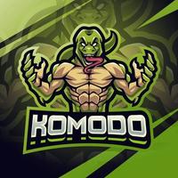 design de logotipo de mascote esport de lutador de komodo vetor