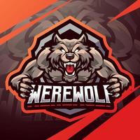 design de logotipo de mascote esport de lobisomem vetor